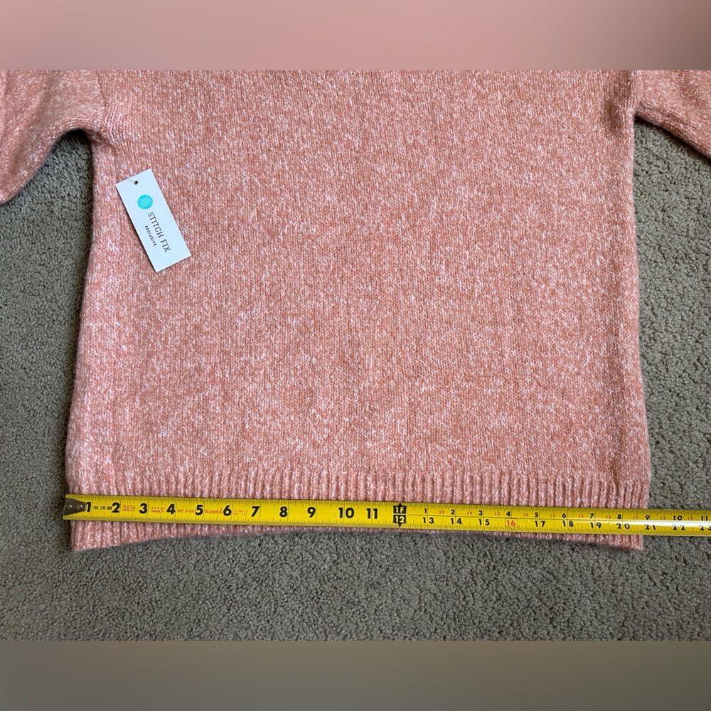 NWT Pink Clover Size L Peach Orange Color Knit Pullover Crewneck Sweater - Picture 10 of 10